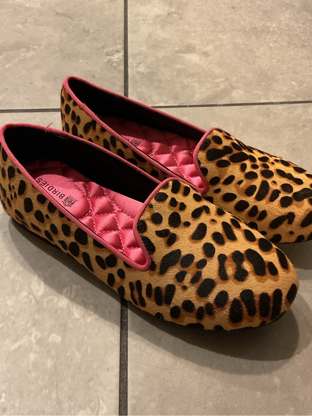 Birdies little starling Leopard print calf hair size 1 new without box hot pink